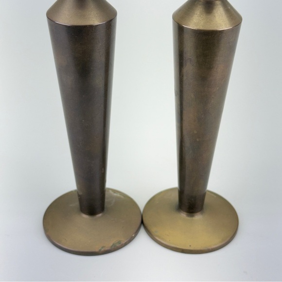 Vintage Art Deco Brass Candlesticks - Picture 3 of 6